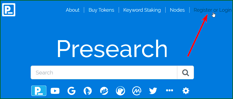 регистрация на Presearch шаг 1